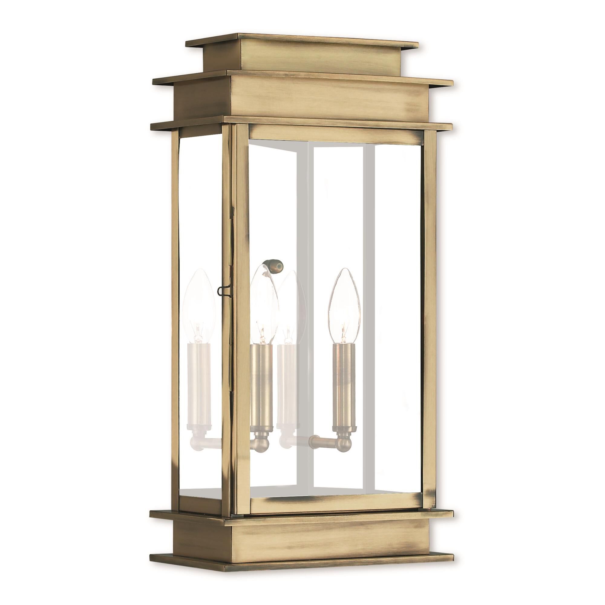 Shown in Antique Brass finish and Clear glass